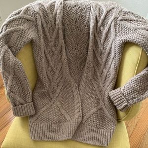 Long open knit cardigan